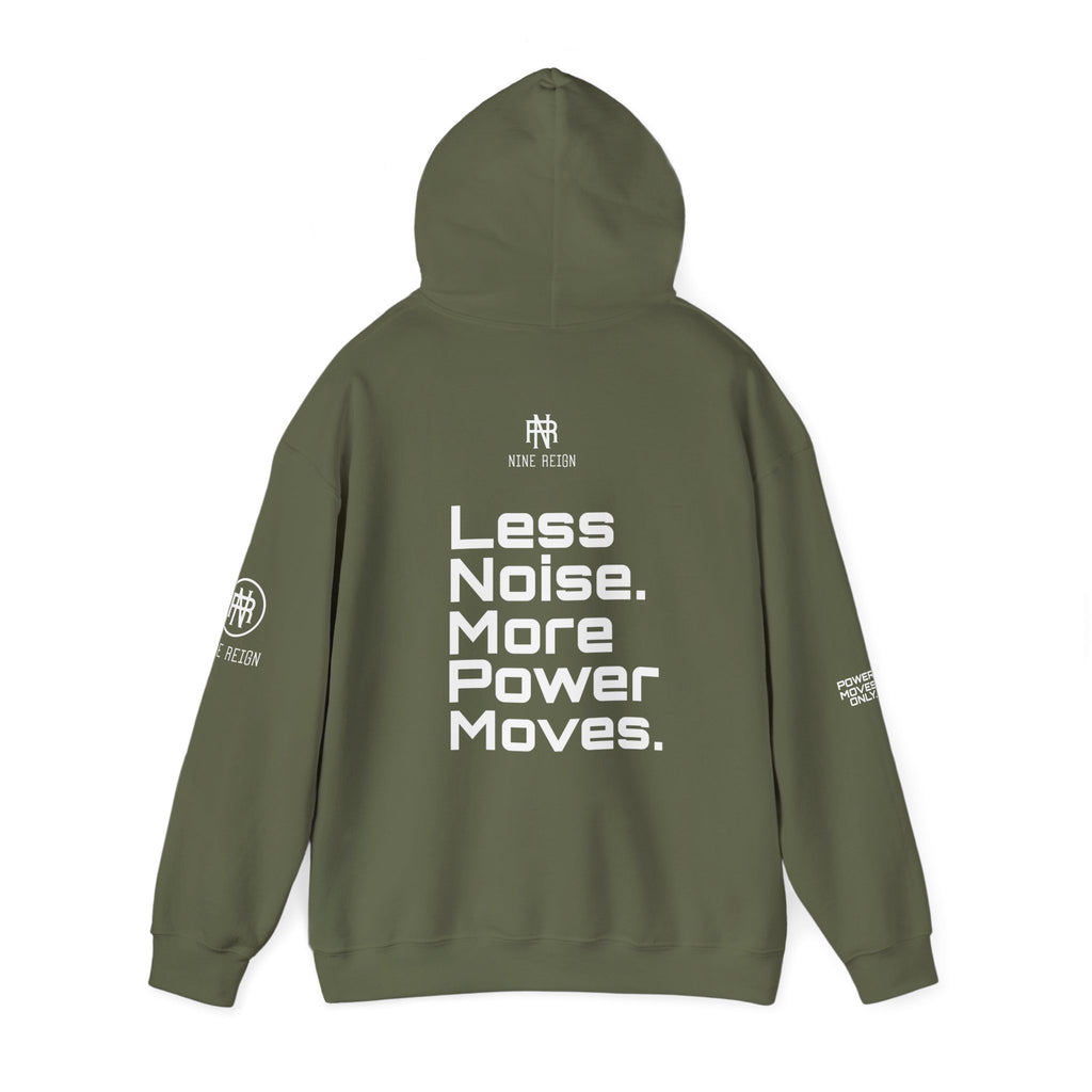 Power Moves Only Hoodie — “Less Noise, More Power Moves” Motivational Sweatshirt