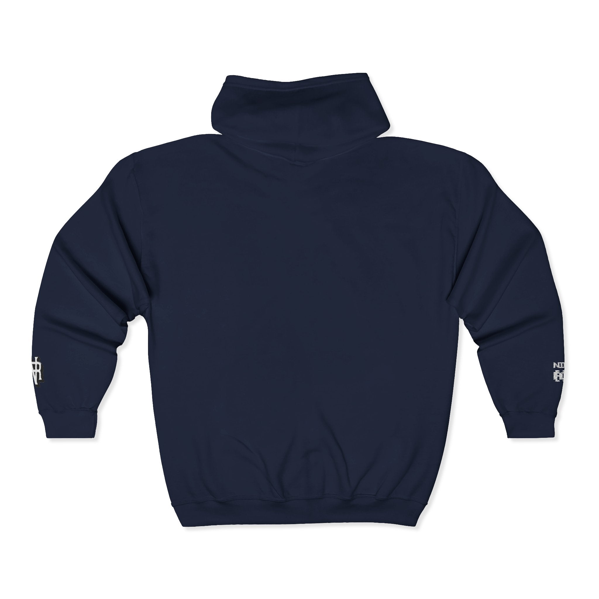 Minimalist Black Zip Hoodie with Small Circular Monogram Logo