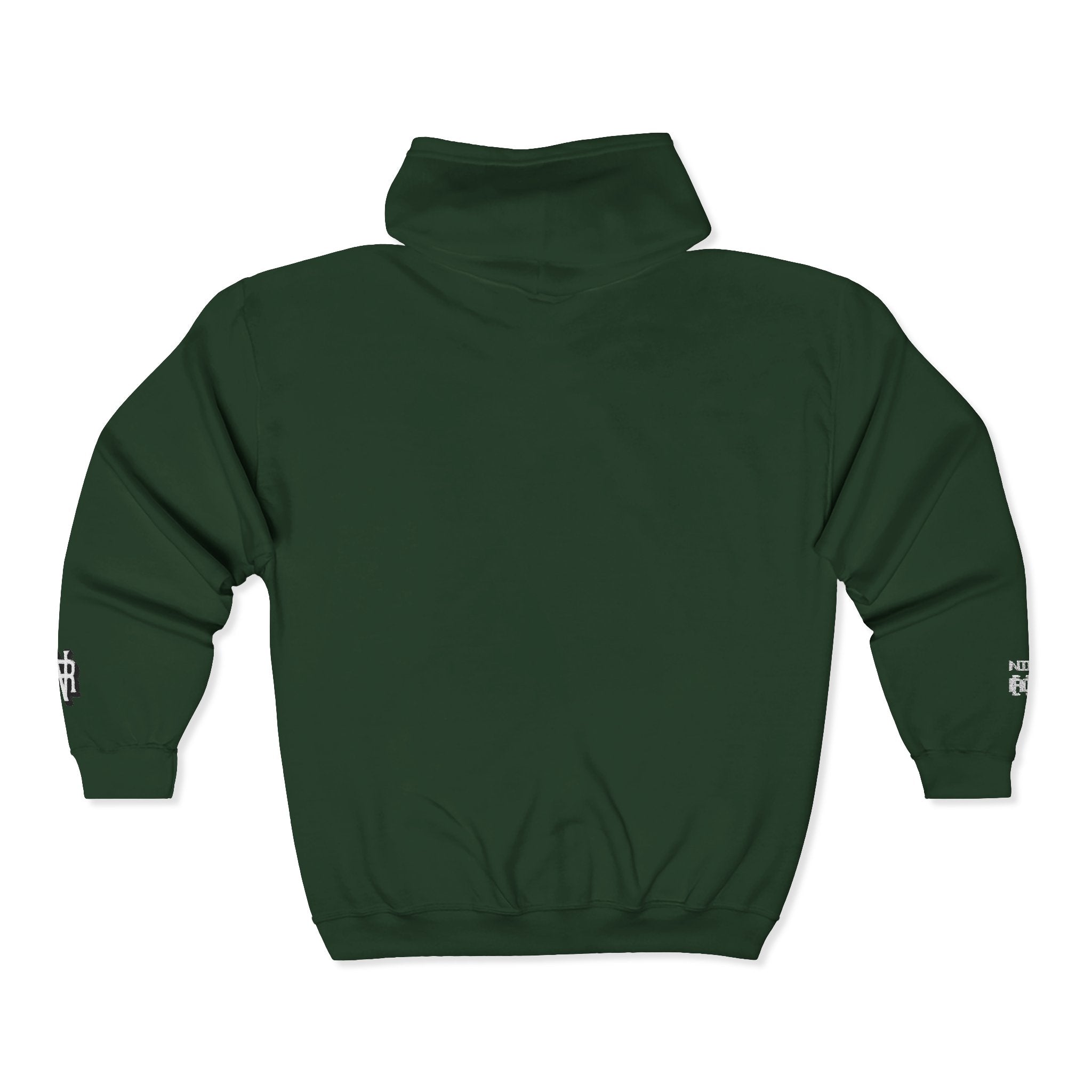 Minimalist Black Zip Hoodie with Small Circular Monogram Logo